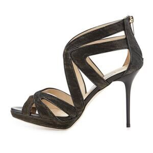 Jimmy Choo Karla Glittery Zebra-Print Sandal Size 36.5